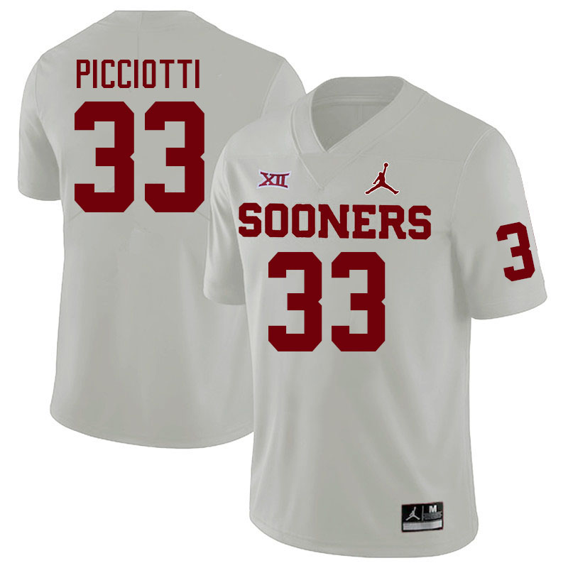 Men #33 Phil Picciotti Oklahoma Sooners College Football Jerseys Stitched-White